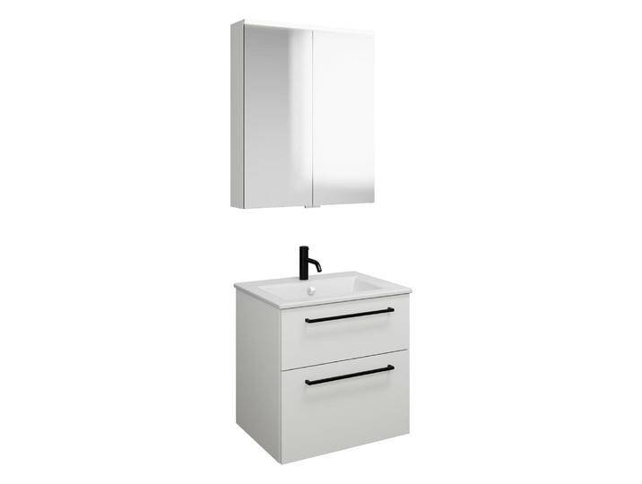 burgbad Eqio Badmöbel-Set 65 cm mit Keramik-Waschtisch Slim und Unterschrank mit Stangengriff G0234, mit Spiegelschrank 2370152 von Burgbad