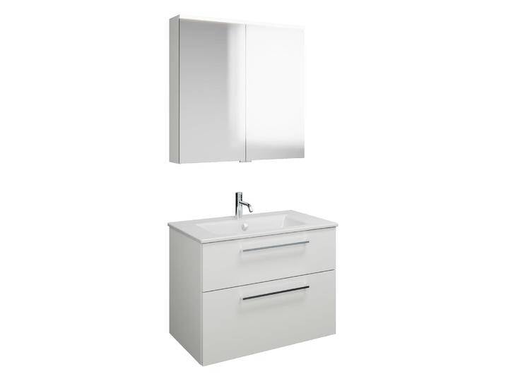 burgbad Eqio Badmöbel-Set 82 cm mit Keramik-Waschtisch Slim und Unterschrank mit Stangengriff P95, mit Spiegelschrank 2370248 von Burgbad