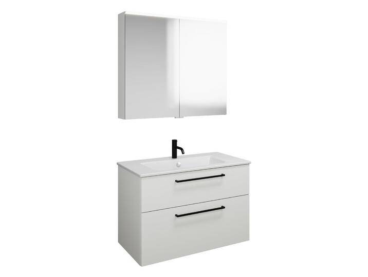 burgbad Eqio Badmöbel-Set 92 cm mit Keramik-Waschtisch Slim und Unterschrank mit Stangengriff G0234, mit Spiegelschrank 2370502 burgbad Eqio Badmöbel-Set 92 cm mit Keramik-Waschtisch Slim und Unterschrank mit Stangengriff G0234, mit Spiegelschrank 2370502 von Burgbad