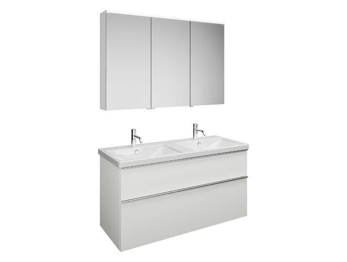 burgbad Eqio Möbelkombination inkl. Keramik-Doppelwaschtisch 123 cm, Doppeltür Spiegelschrank links, mit Griffleiste G0251 2271585 von Burgbad