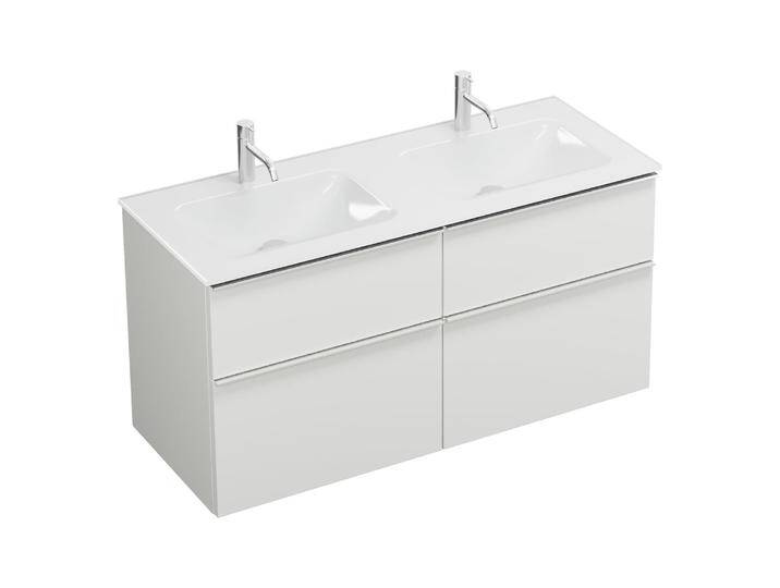 burgbad Eqio Waschtischkombination mit Glas- Doppelwaschtisch 122 cm, mit Griffleiste G0251 2354791 von Burgbad
