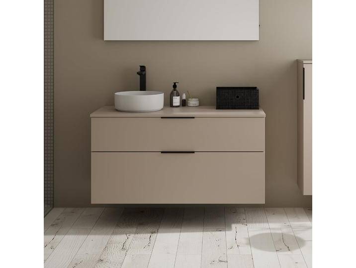 burgbad Eqio Waschtischkombination mit Keramik-Aufsatzwaschtisch 120 cm, links, mit Griff G0200 2355480 von Burgbad