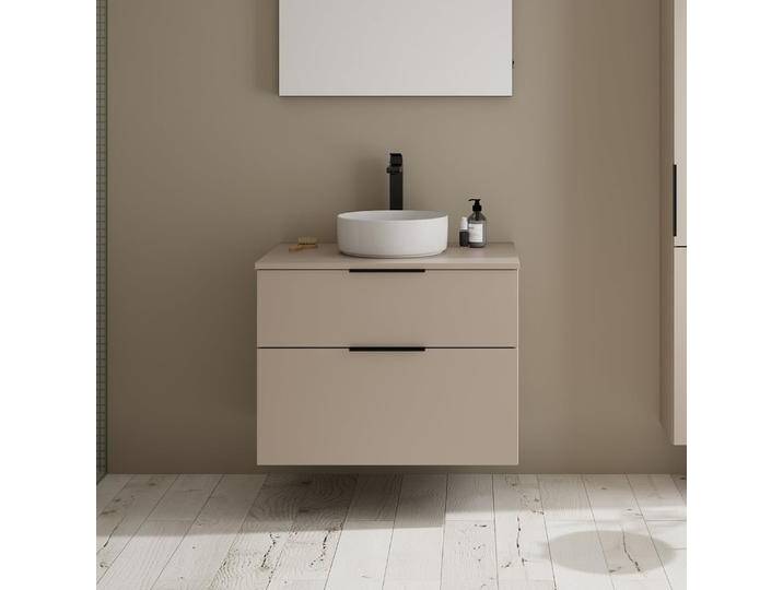 burgbad Eqio Waschtischkombination mit Keramik-Aufsatzwaschtisch 80 cm, mit Griff G0200 2355384 von Burgbad