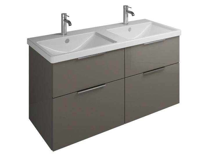 burgbad Eqio Waschtischkombination mit Keramik-Doppelwaschtisch, 123 cm, mit Griff G0146 409439 von Burgbad