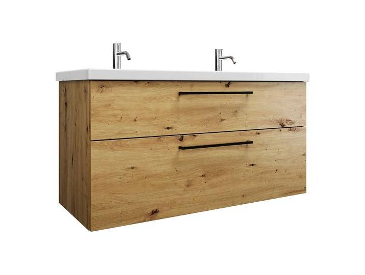 burgbad Eqio Waschtischkombination mit Keramik-Doppelwaschtisch, 123 cm, mit Stangengriff G0234 2268875 von Burgbad