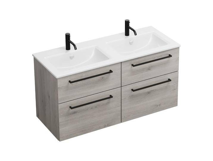 burgbad Eqio Waschtischkombination mit Keramik-Doppelwaschtisch Slim, 122 cm, mit Stangengriff G0234 2367861 von Burgbad