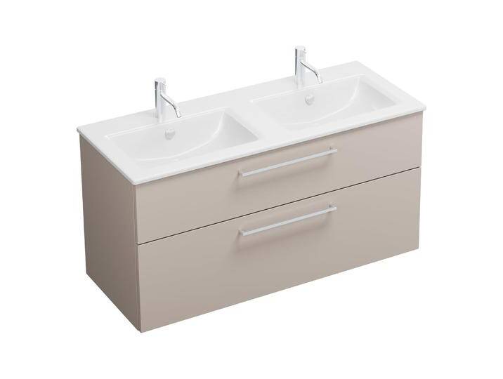 burgbad Eqio Waschtischkombination mit Keramik-Doppelwaschtisch Slim, 122 cm, mit Stangengriff P95 2367876 von Burgbad