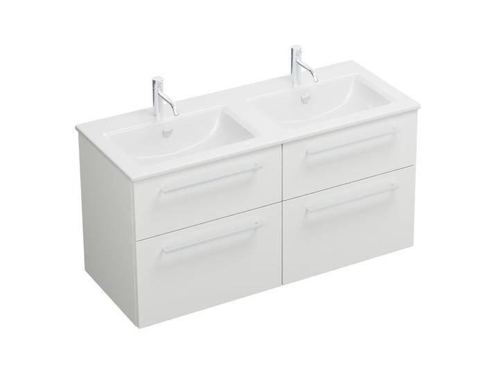 burgbad Eqio Waschtischkombination mit Keramik-Doppelwaschtisch Slim, 122 cm, mit Stangengriff P95 2367884 von Burgbad