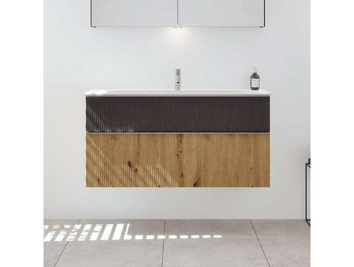 burgbad Fiumo 2.0 Mineralguss-Waschtisch mit Waschtischunterschrank 122 cm, mit Griff G0146 2377397 von Burgbad
