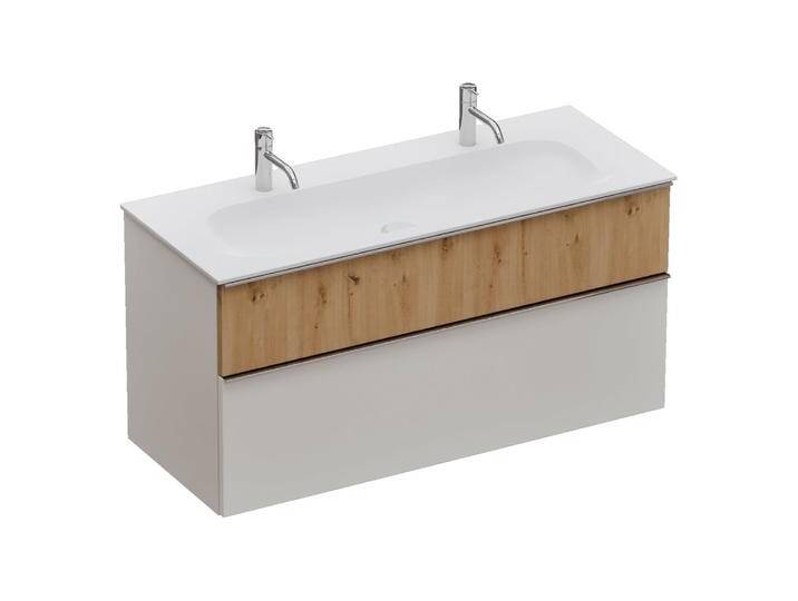 burgbad Fiumo 2.0 Mineralguss-Waschtisch mit Waschtischunterschrank 122 cm, mit Griff G0146 2377471 von Burgbad
