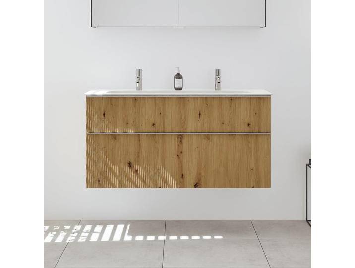 burgbad Fiumo 2.0 Mineralguss-Waschtisch mit Waschtischunterschrank 122 cm, mit Griff G0146 2377573 von Burgbad