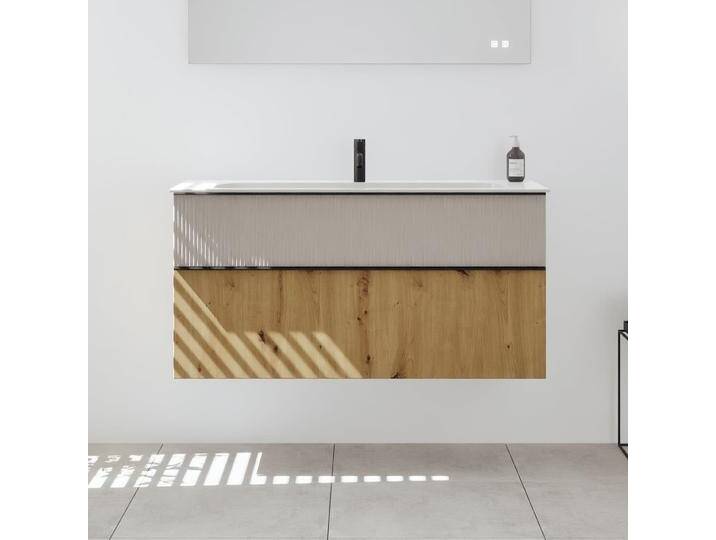 burgbad Fiumo 2.0 Mineralguss-Waschtisch mit Waschtischunterschrank 122 cm, mit Griff G0200 2377178 von Burgbad