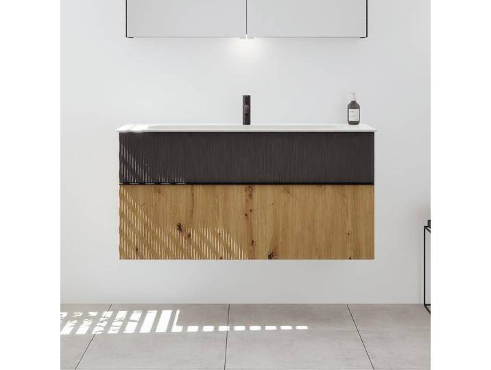 burgbad Fiumo 2.0 Mineralguss-Waschtisch mit Waschtischunterschrank 122 cm, mit Griff G0200 2377398 von Burgbad