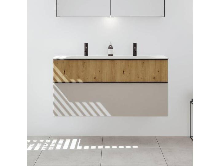 burgbad Fiumo 2.0 Mineralguss-Waschtisch mit Waschtischunterschrank 122 cm, mit Griff G0200 2377474 von Burgbad