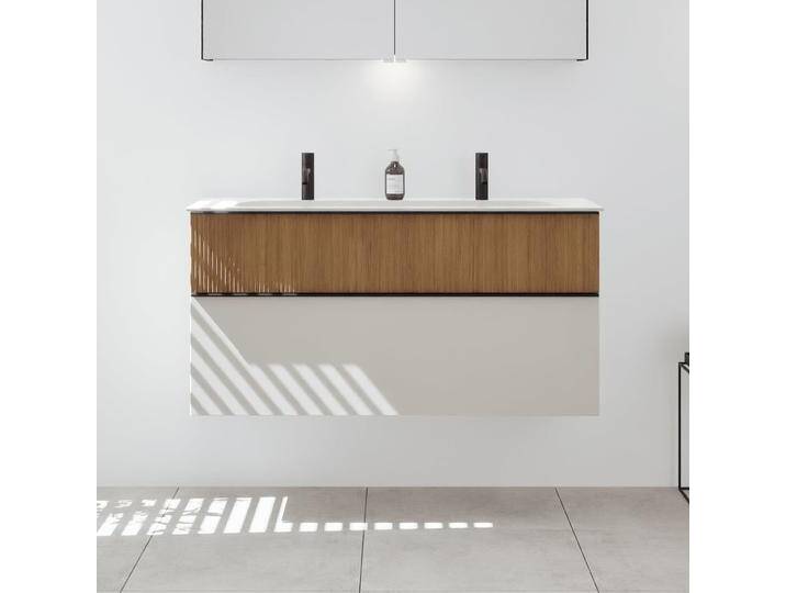 burgbad Fiumo 2.0 Mineralguss-Waschtisch mit Waschtischunterschrank 122 cm, mit Griff G0200 2377696 von Burgbad