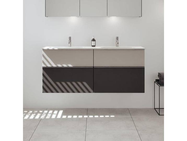 burgbad Fiumo 2.0 Mineralguss-Waschtisch mit Waschtischunterschrank 142 cm, mit Griff G0146 2377133 von Burgbad
