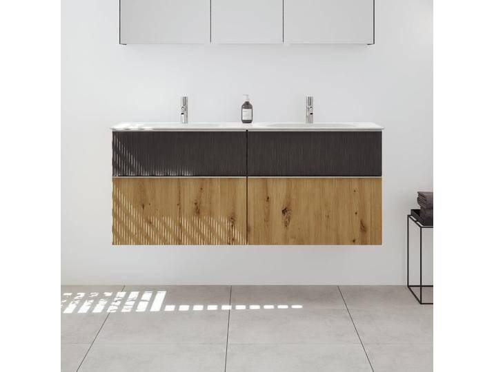 burgbad Fiumo 2.0 Mineralguss-Waschtisch mit Waschtischunterschrank 142 cm, mit Griff G0146 2377437 von Burgbad