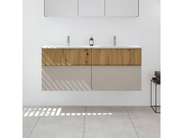 burgbad Fiumo 2.0 Mineralguss-Waschtisch mit Waschtischunterschrank 142 cm, mit Griff G0146 2377577 von Burgbad