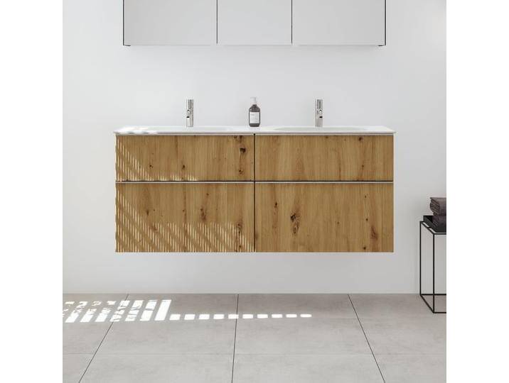 burgbad Fiumo 2.0 Mineralguss-Waschtisch mit Waschtischunterschrank 142 cm, mit Griff G0146 2377581 von Burgbad