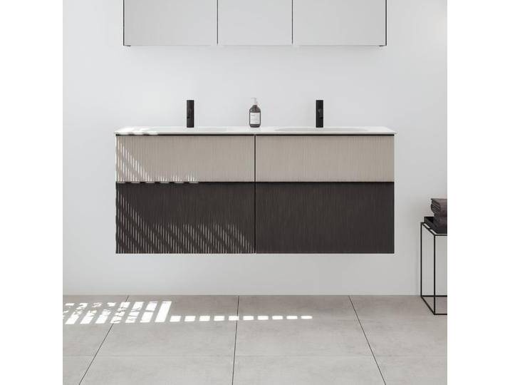 burgbad Fiumo 2.0 Mineralguss-Waschtisch mit Waschtischunterschrank 142 cm, mit Griff G0200 2377254 von Burgbad