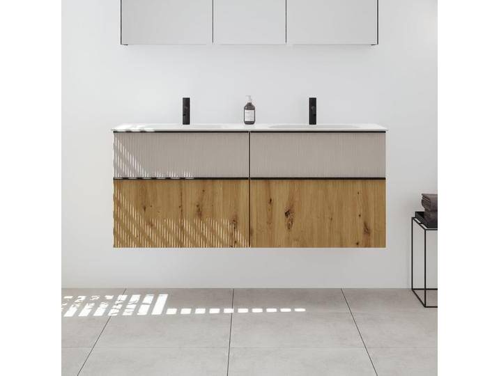 burgbad Fiumo 2.0 Mineralguss-Waschtisch mit Waschtischunterschrank 142 cm, mit Griff G0200 2377258 von Burgbad