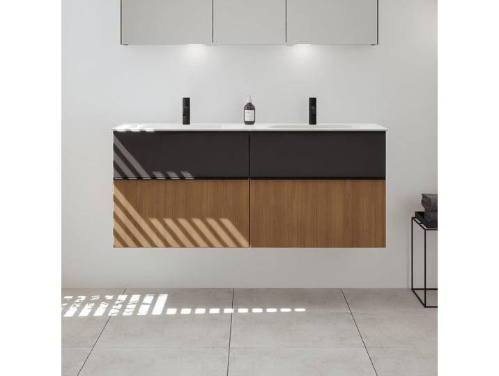burgbad Fiumo 2.0 Mineralguss-Waschtisch mit Waschtischunterschrank 142 cm, mit Griff G0200 2377316 von Burgbad