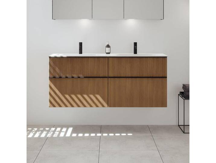 burgbad Fiumo 2.0 Mineralguss-Waschtisch mit Waschtischunterschrank 142 cm, mit Griff G0200 2377710 von Burgbad