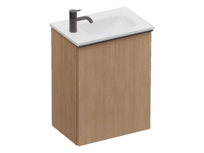 burgbad Fiumo 2.0 Mineralguss-Waschtisch mit Waschtischunterschrank 47 cm, mit Griff G0200 2376936 von Burgbad