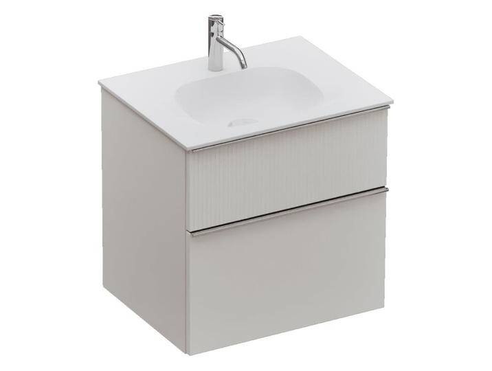 burgbad Fiumo 2.0 Mineralguss-Waschtisch mit Waschtischunterschrank 62 cm, mit Griff G0146 2376939 von Burgbad