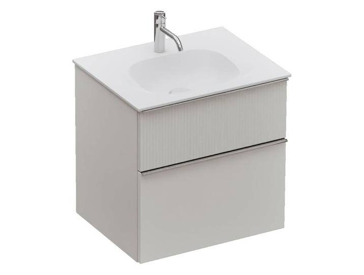 burgbad Fiumo 2.0 Mineralguss-Waschtisch mit Waschtischunterschrank 62 cm, mit Griff G0146 2377139 von Burgbad