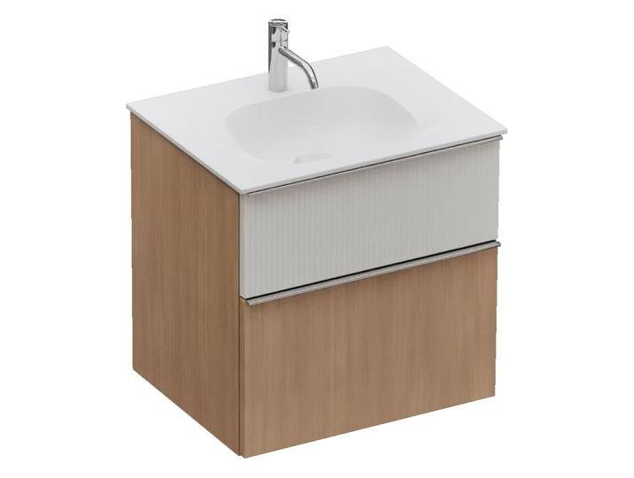 burgbad Fiumo 2.0 Mineralguss-Waschtisch mit Waschtischunterschrank 62 cm, mit Griff G0146 2377145 von Burgbad
