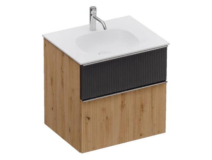 burgbad Fiumo 2.0 Mineralguss-Waschtisch mit Waschtischunterschrank 62 cm, mit Griff G0146 2377367 von Burgbad