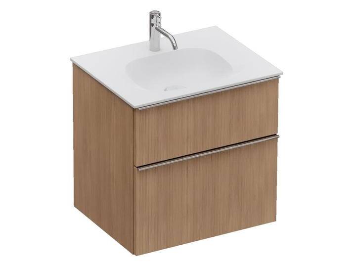 burgbad Fiumo 2.0 Mineralguss-Waschtisch mit Waschtischunterschrank 62 cm, mit Griff G0146 2377669 von Burgbad