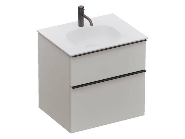 burgbad Fiumo 2.0 Mineralguss-Waschtisch mit Waschtischunterschrank 62 cm, mit Griff G0200 2377082 von Burgbad