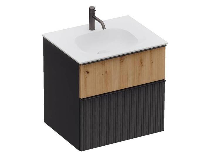 burgbad Fiumo 2.0 Mineralguss-Waschtisch mit Waschtischunterschrank 62 cm, mit Griff G0200 2377524 von Burgbad