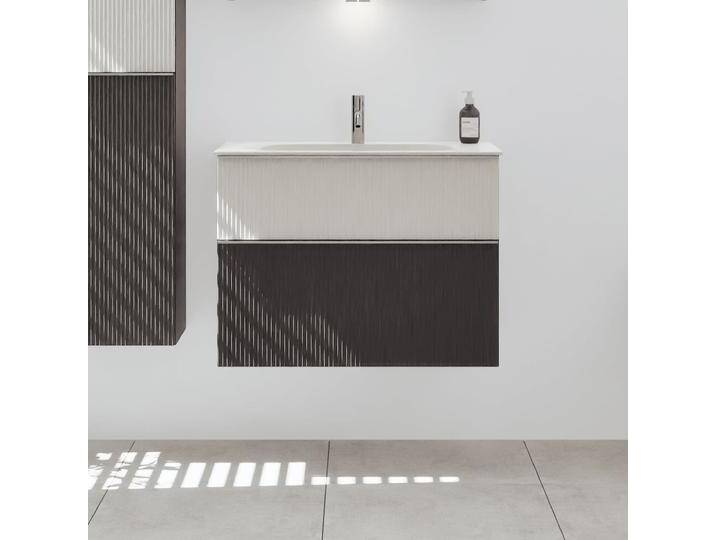 burgbad Fiumo 2.0 Mineralguss-Waschtisch mit Waschtischunterschrank 82 cm, mit Griff G0146 2376993 von Burgbad