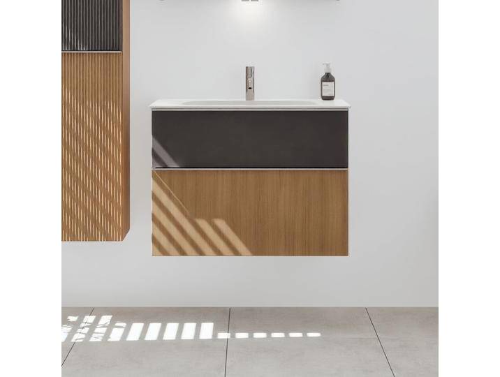 burgbad Fiumo 2.0 Mineralguss-Waschtisch mit Waschtischunterschrank 82 cm, mit Griff G0146 2377275 von Burgbad