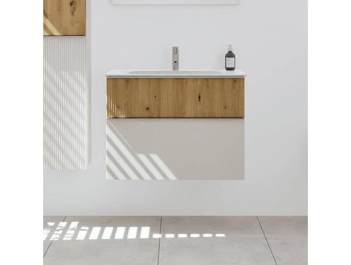 burgbad Fiumo 2.0 Mineralguss-Waschtisch mit Waschtischunterschrank 82 cm, mit Griff G0146 2377495 von Burgbad