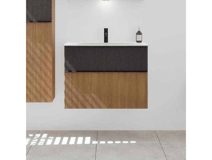 burgbad Fiumo 2.0 Mineralguss-Waschtisch mit Waschtischunterschrank 82 cm, mit Griff G0200 2377376 von Burgbad