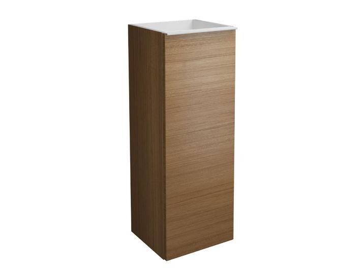 burgbad Fiumo Halbhoher Schrank 35 x 32 x 96 cm, 1 Tür, Anschlag links, mit Griff G0223, mit Einlegebox weiß 1030445 von Burgbad