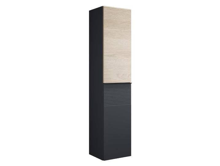 burgbad Fiumo Hochschrank 35 x 32 x 160 cm, 2 Türen, Anschlag links, mit Griff G0200, mit Plissée-Struktur oben und unten 2340782 von Burgbad