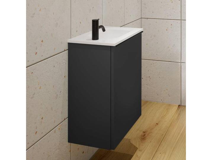 burgbad Fiumo Mineralguss-Waschtisch mit Unterschrank 47 cm, mit 1 Tür, Anschlag rechts, mit Griff G0200 2340533 von Burgbad