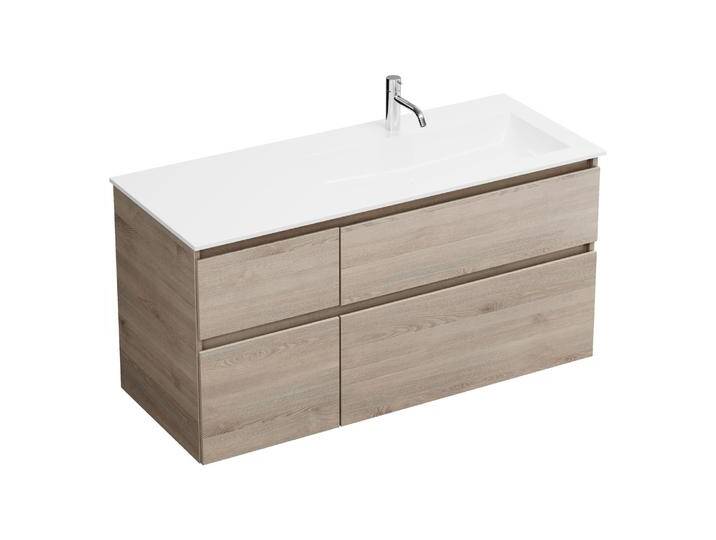 burgbad Lin20 Waschtischunterschrank mit Mineralguss-Waschtisch 122 cm, 4 Auszüge, rechts 2087570 von Burgbad