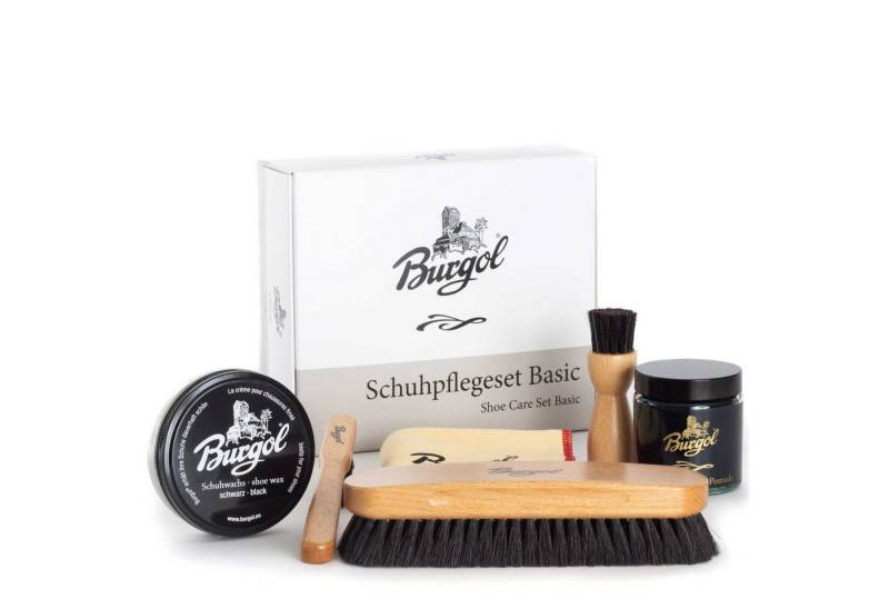 Burgol Burgol Schuhpflegeset Basic mit Schuhpomade, Schuhwachs, Rosshaarbürs Lederpflegeset von Burgol