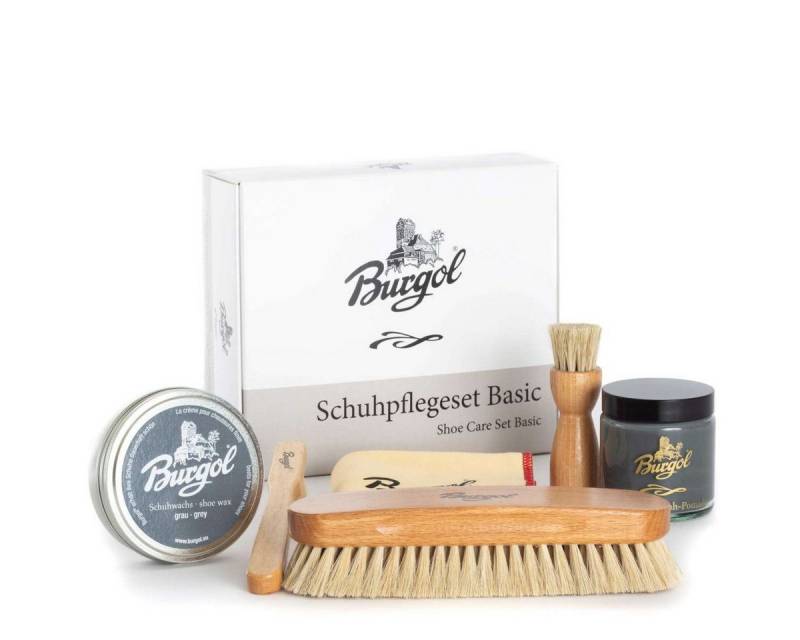Burgol Burgol Schuhpflegeset Basic mit Schuhpomade, Schuhwachs, Rosshaarbürs Lederpflegeset von Burgol