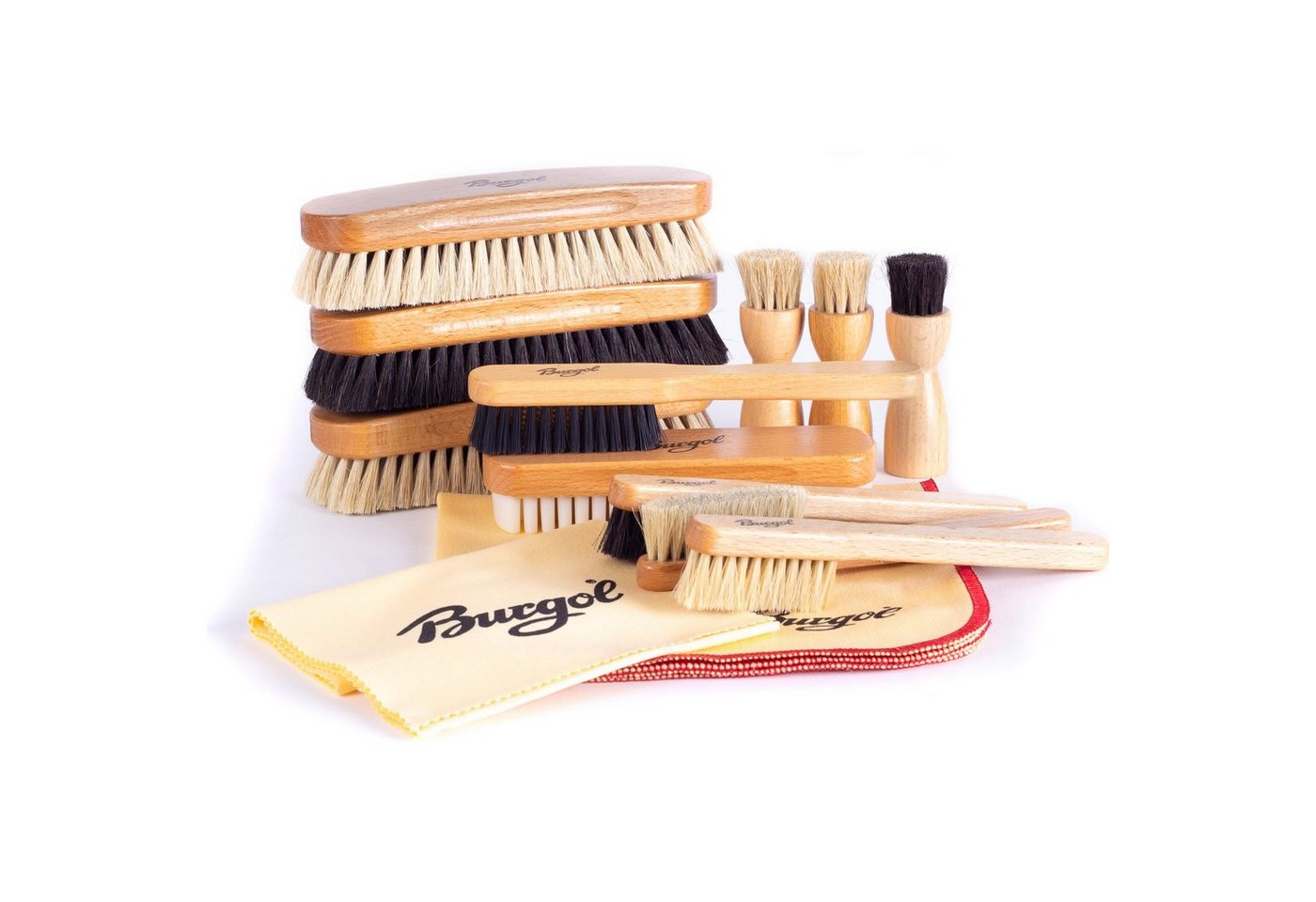 Burgol Schuhputzbürste Schuhbürsten Set, (13-tlg) von Burgol
