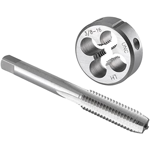 Burkit 3/8 Zoll-16 UNC Gewindebohrer und Schneideisen Set Linkshänder, 3/8 x 16 UNC Maschinengewindebohrer und runde Schneideisen von Burkit