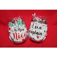 Lustiges Weinglas Frech/Nice, Lieber Santa - 2Er Set Lustiges Weinglas Frech/Nice, Lieber Santa - 2Er Set von BurlapPaperSack