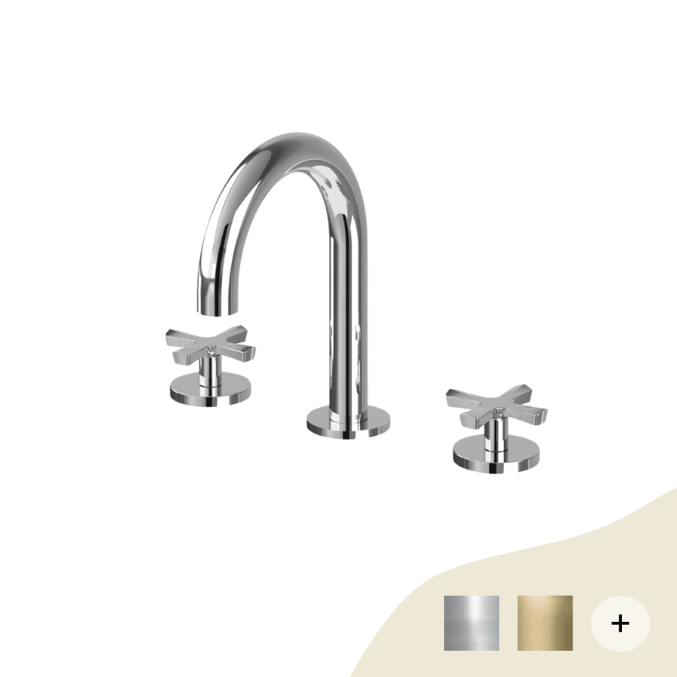 Waschbeckenarmaturen Retro/Vintage Serie Riviera Chrom/Gold von Burlington Bathrooms von Burlington Bathrooms