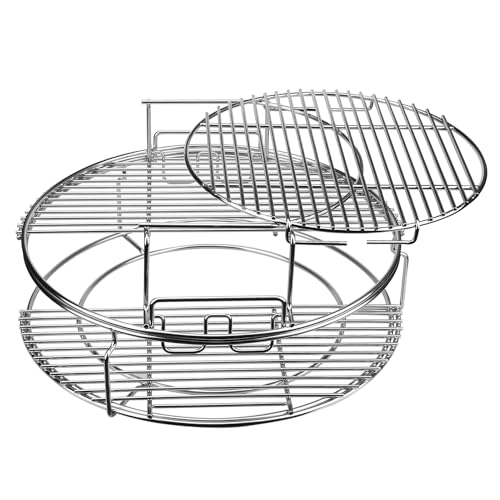 5-teiliges Ersatz-Set für Big Green Egg Large, Rack für Eierspander 5-teiliges Kit Conveggtor Basket 304 Edelstahl Grill-Stackrost mit abnehmbarem Kochsystem Expander Rack von Burly grill